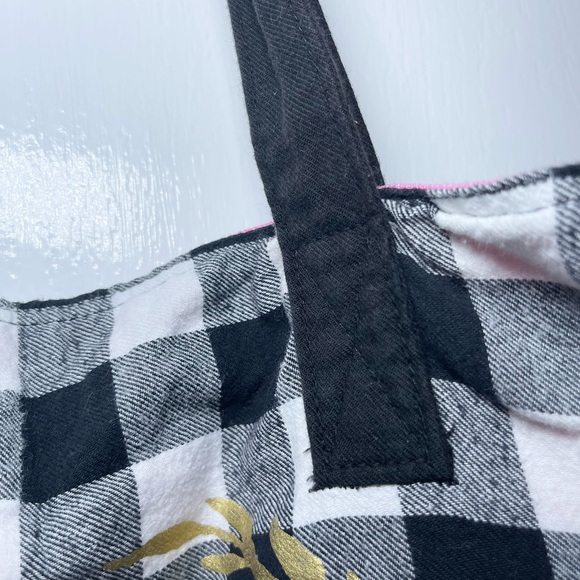 Y2K PINK Victoria's Secret Black & White Gingham Big Heart Bling Tote Bag - Picture 8 of 14